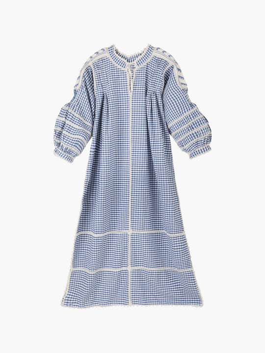 Amorcita Gingham Mexican Dress | Blue