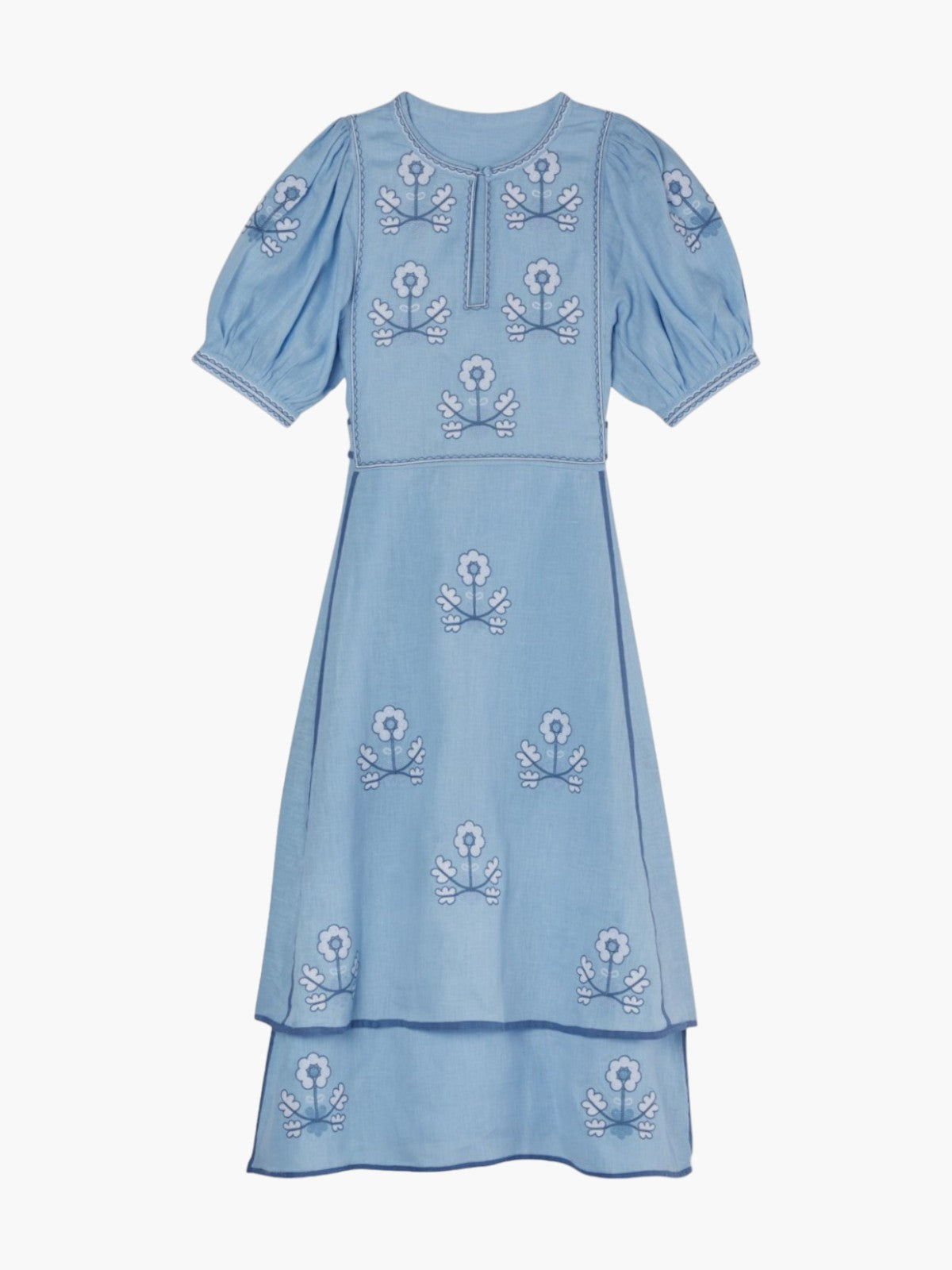 light blue embroidered dress Larkin Lane | Lillie Ukrainian | Blue/White Rose gold bridesmaid dresses Advice on dying a this dress is seriously Color:US 6