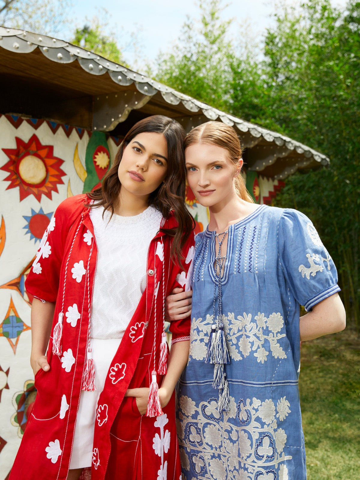 Natalia Ukrainian Embroidered Dress - French Blue Small Natalia Ukrainian Embroidered Dress - French Blue Small