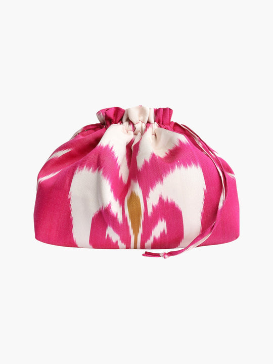 Regina Silk Ikat Party Purse | Pink/White/Gold
