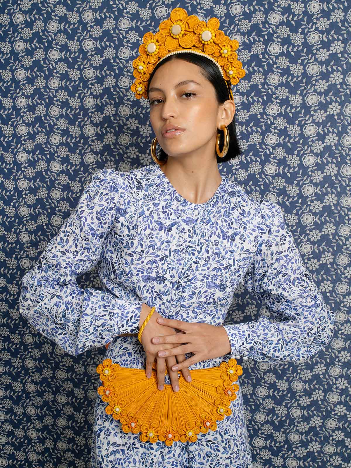 Flower Iraca Headpiece | Yellow Flower Iraca Headpiece | Yellow