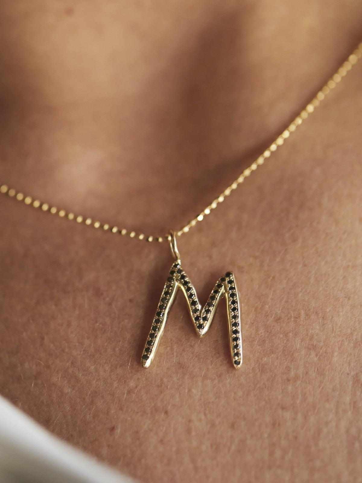 Black Diamond Pavé Raw Letter | Gold Black Diamond Pavé Raw Letter | Gold