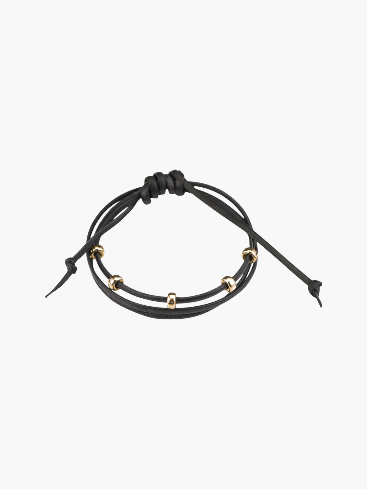 Black And Gold Leather Bracelet