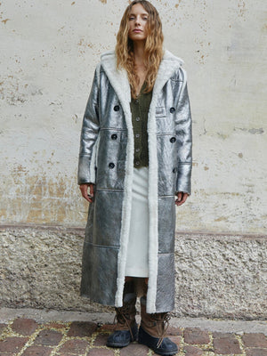 Melina Pinedo | Neon Long Coat | Silver | Fashionkind