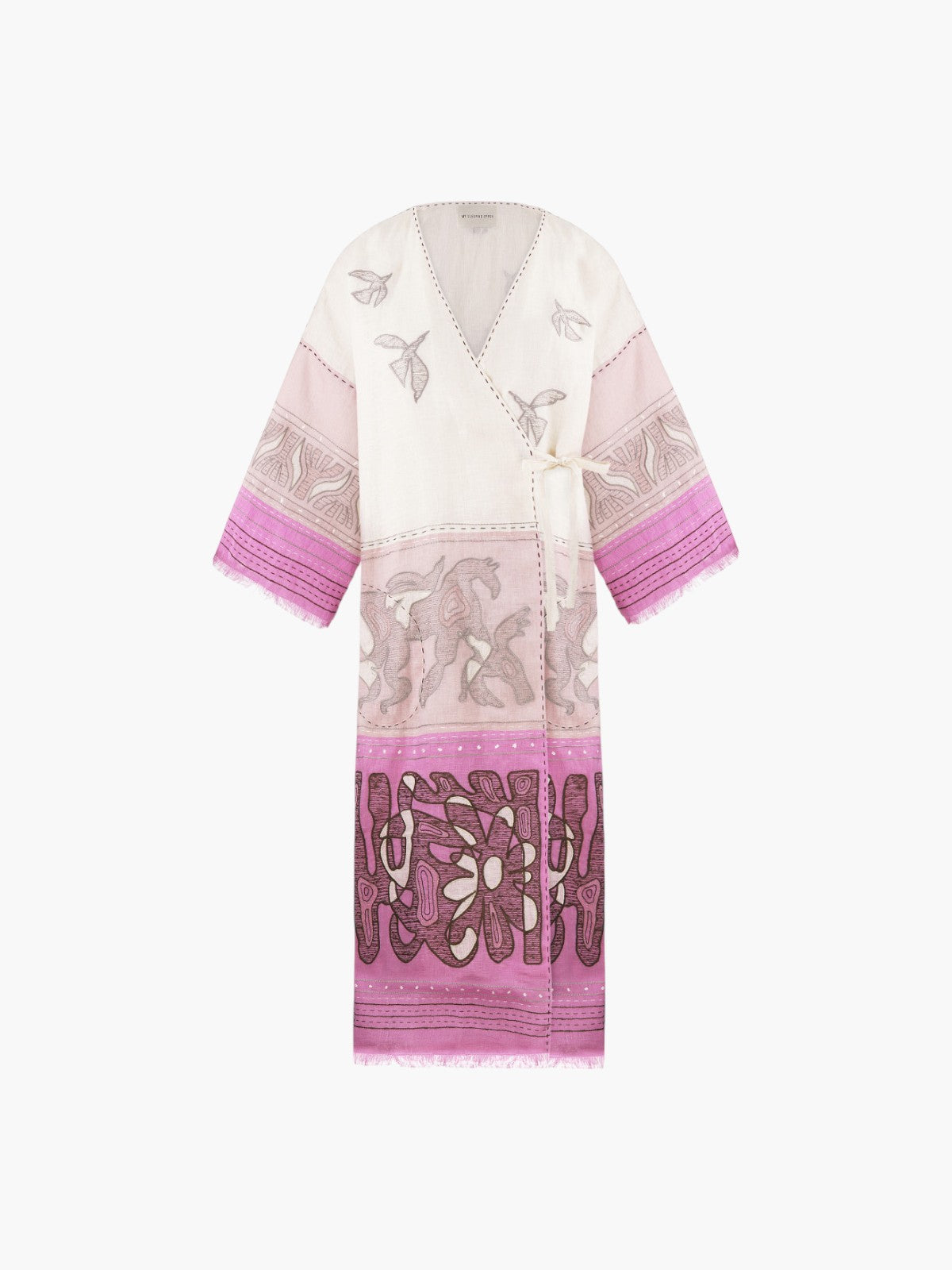 Animal Realm Long Kimono | Ivory/Powder Pink/Lilac