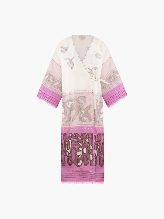 Animal Realm Long Kimono | Ivory/Powder Pink/Lilac