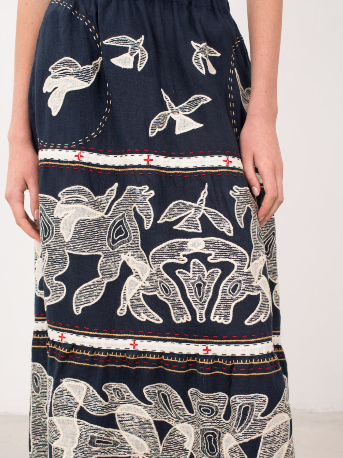 Animal Realm Long Skirt | Navy Blue