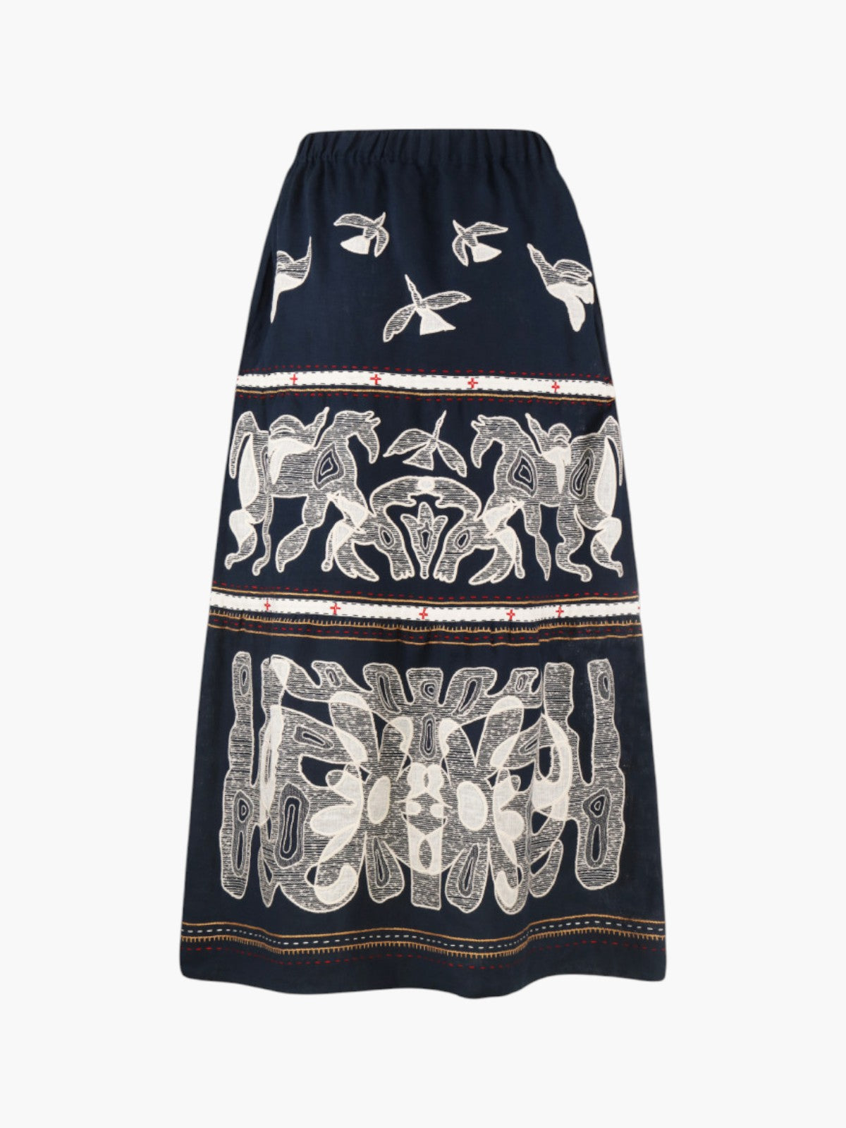 Animal Realm Long Skirt | Navy Blue