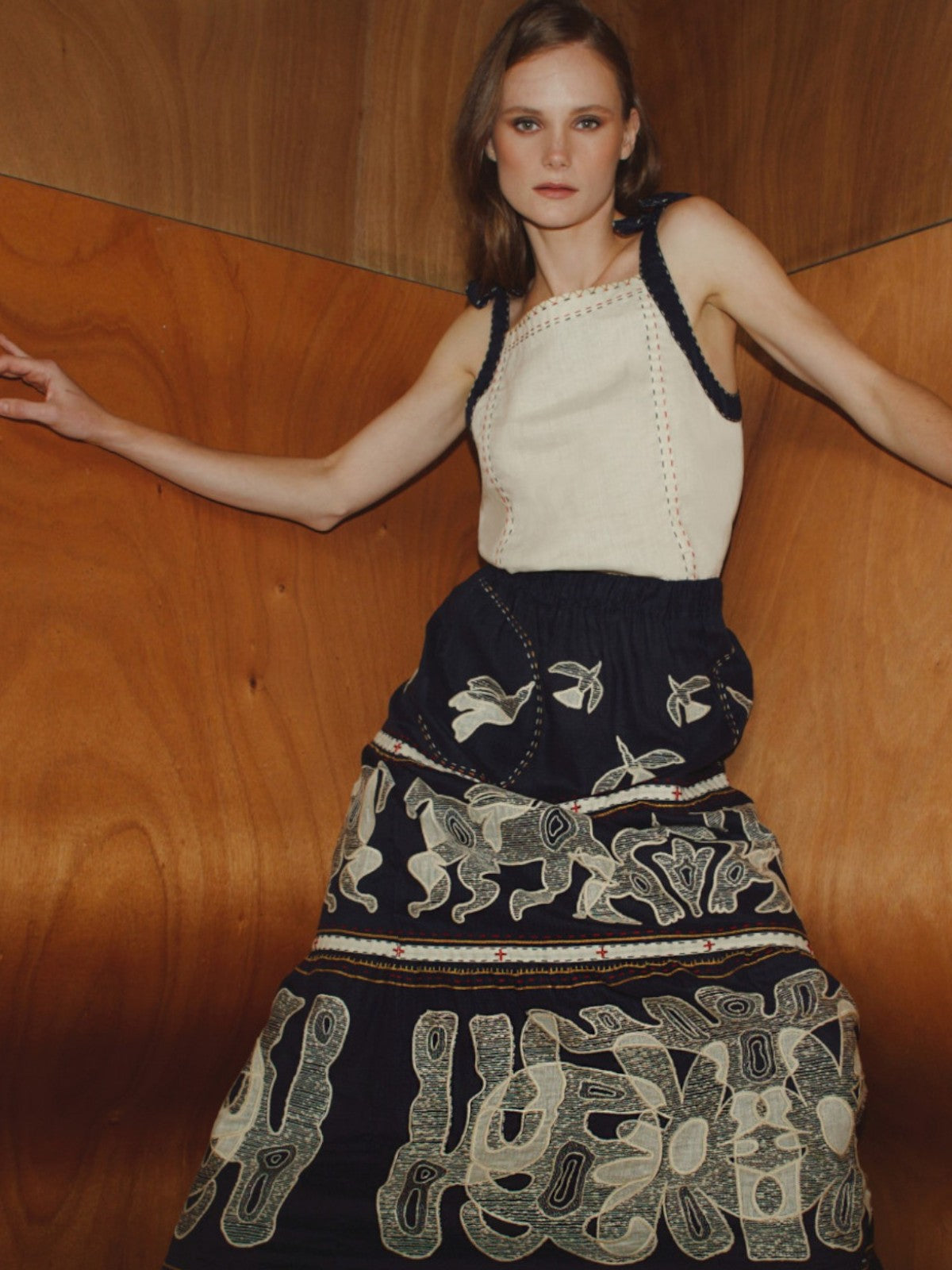 Animal Realm Long Skirt | Navy Blue