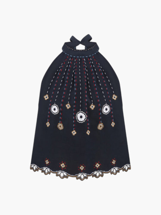 Check Mate Top | Navy Blue