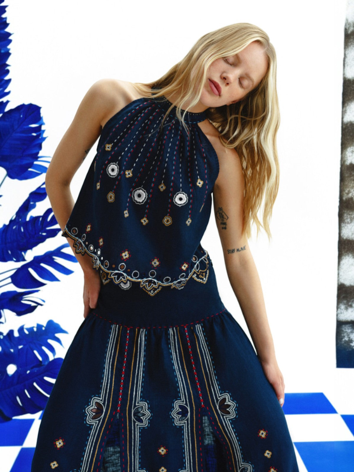 Check Mate Top | Navy Blue Check Mate Top | Navy Blue