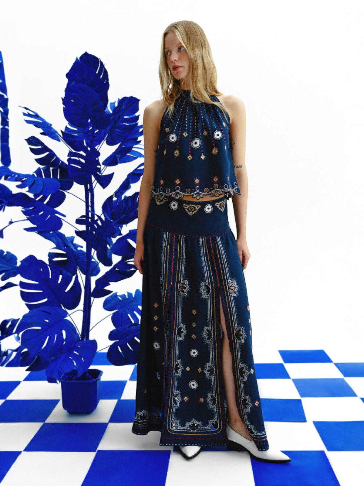 Check Mate Top | Navy Blue Check Mate Top | Navy Blue