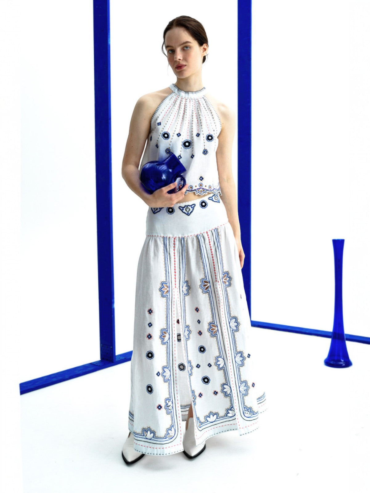 Check Mate Skirt | White Check Mate Skirt | White