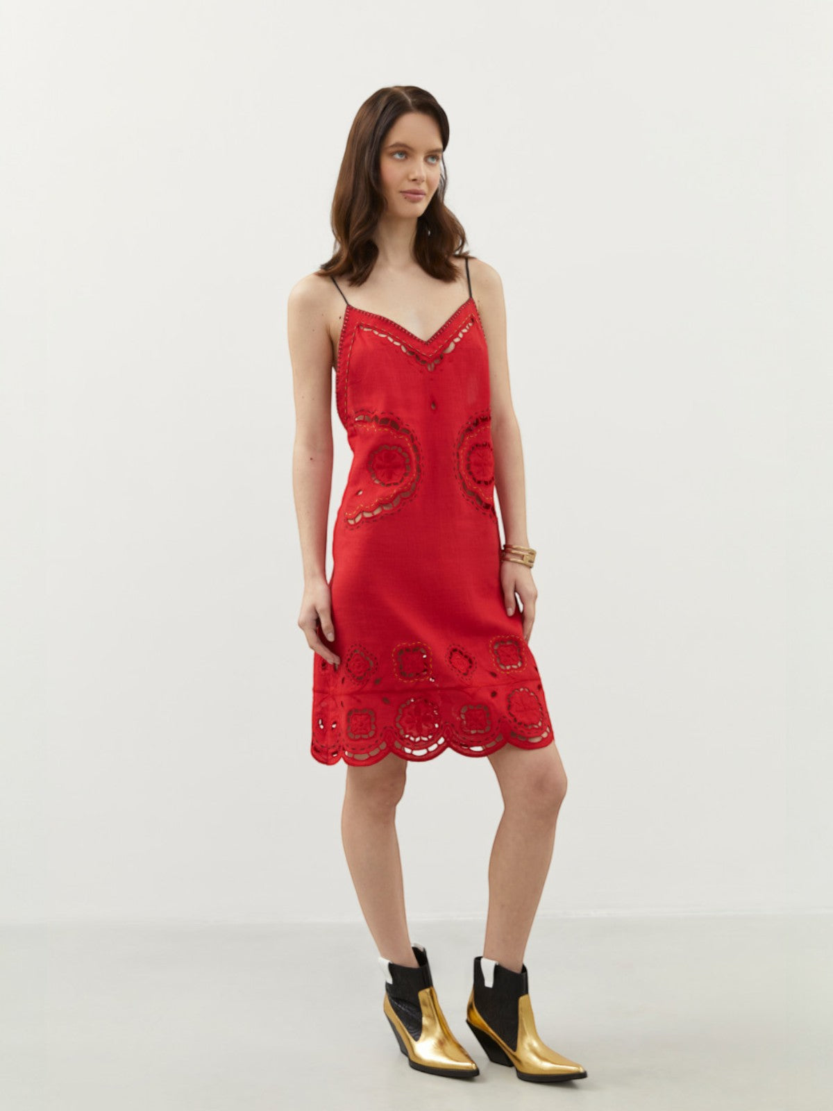 Merezhivo Strap Short Dress | Red Merezhivo Strap Short Dress | Red