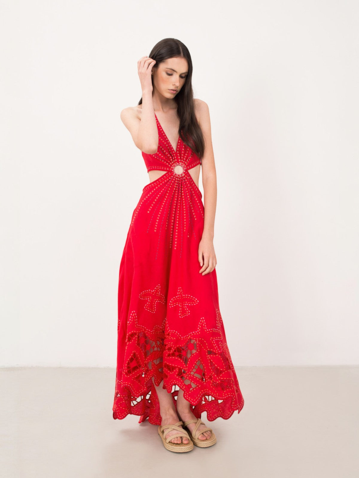 gypsy red dress Vintage Gypsy Red Maxi Dress