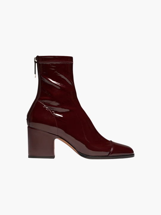 Aria Ankle Boots | Deep Red Stretch Patent