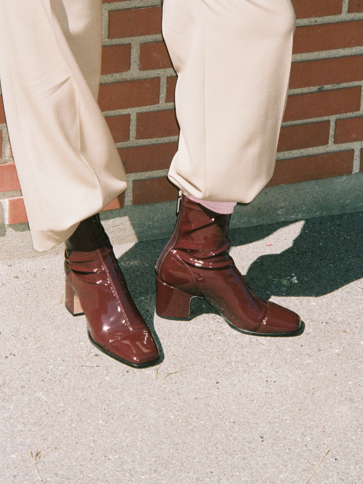 Aria Ankle Boots | Deep Red Stretch Patent