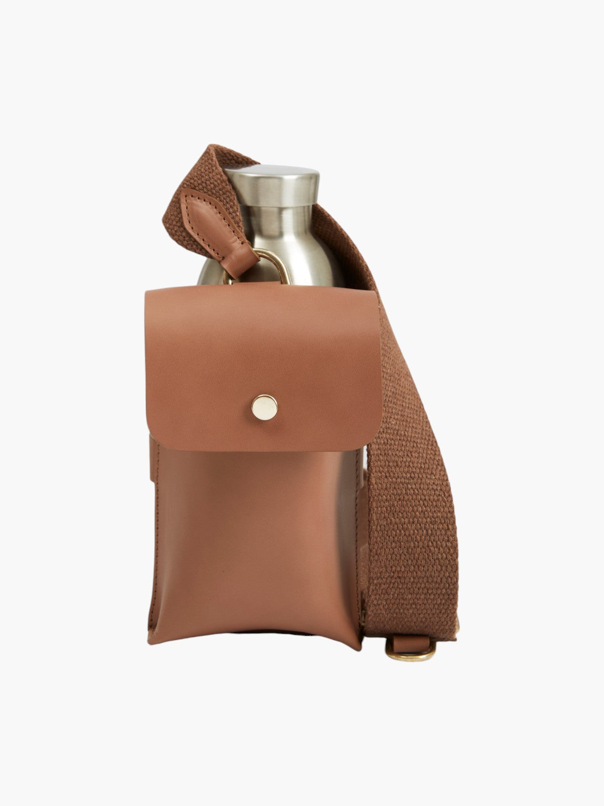 Leather Bottle Bag with Pocket and Bottle | Corda Leather Bottle Bag with Pocket and Bottle | Corda