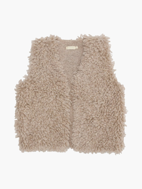 Crop Shag Vest | Taupe