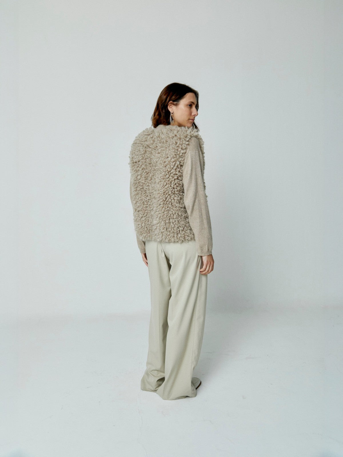 Crop Shag Vest | Taupe Crop Shag Vest | Taupe