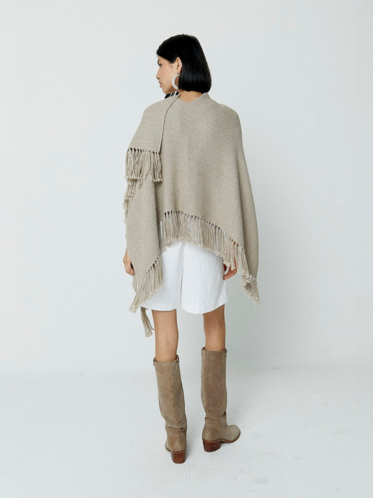 Herringbone Ruana | Taupe Herringbone Ruana | Taupe