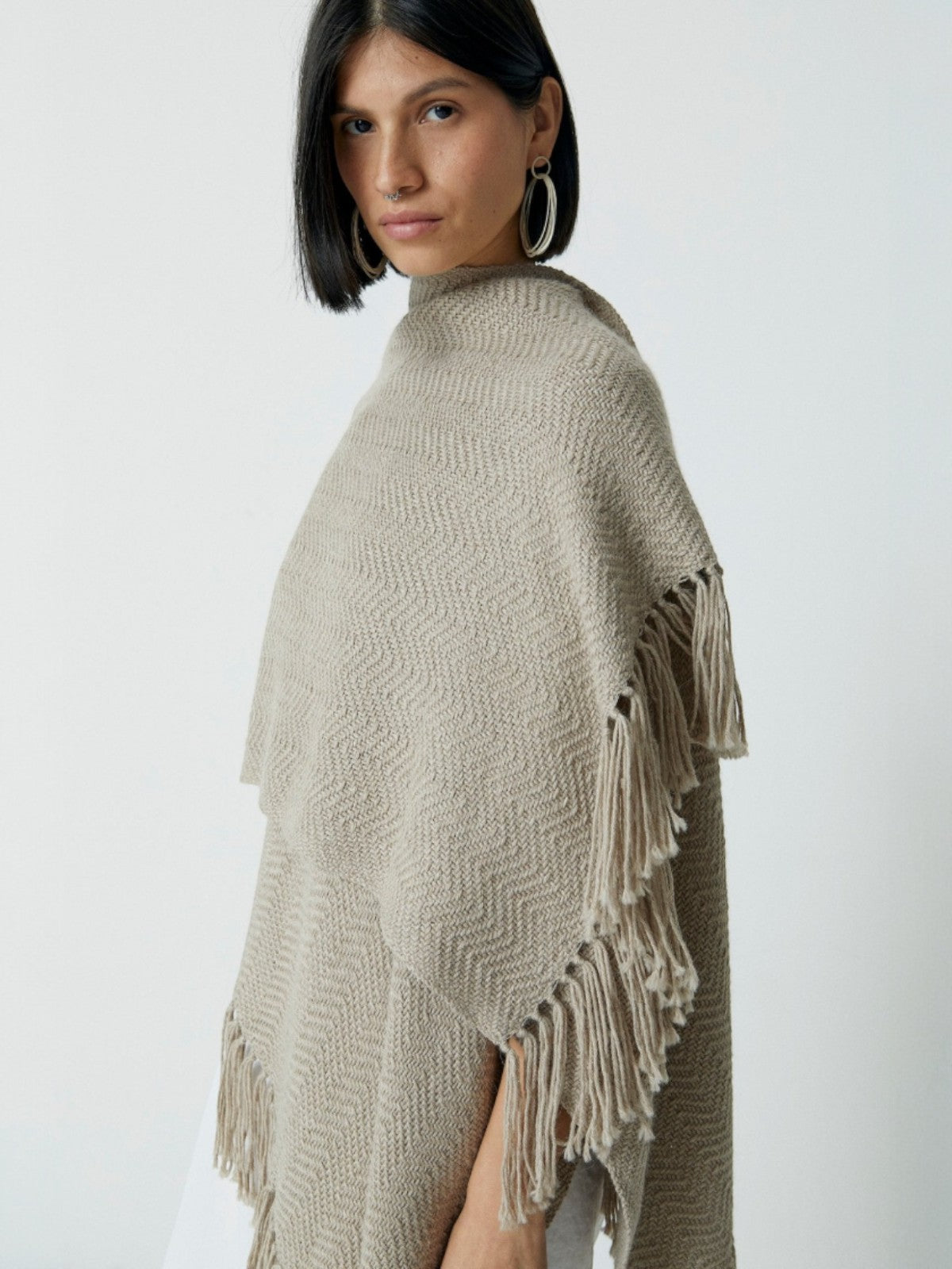 Herringbone Ruana | Taupe Herringbone Ruana | Taupe