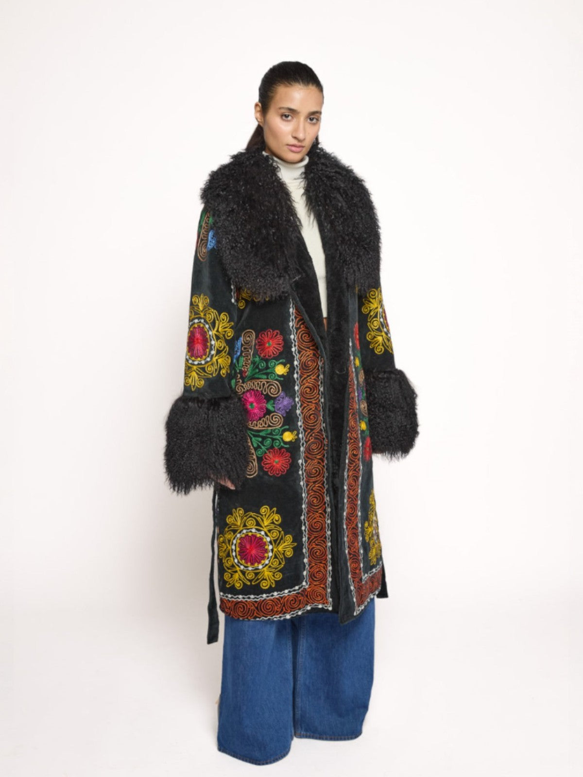 Aisara Wrap Coat - L | Multi Print/Black Aisara Wrap Coat - L | Multi Print/Black