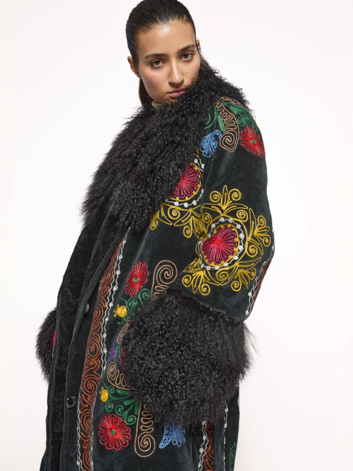 Aisara Wrap Coat - L | Multi Print/Black Aisara Wrap Coat - L | Multi Print/Black