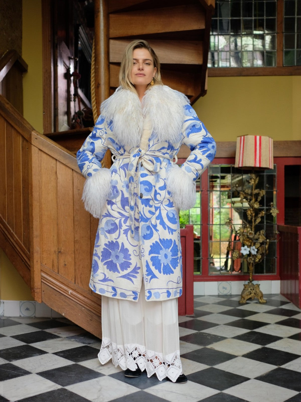 Aisara Wrap Coat - XS/S | Blue/Ivory Aisara Wrap Coat - XS/S | Blue/Ivory