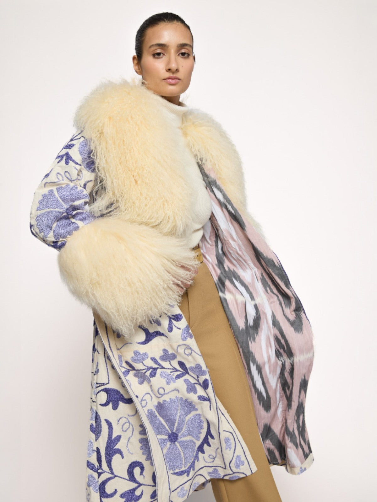 Raffaella Coat - S | Purple/Ivory Raffaella Coat - S | Purple/Ivory