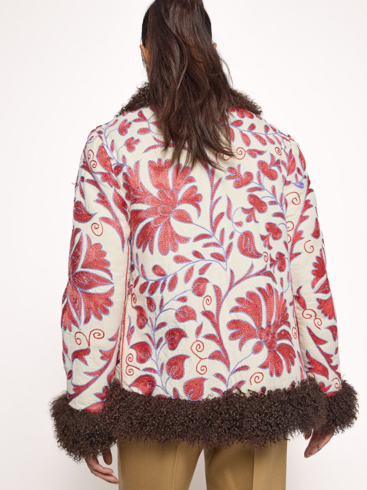 Zebay Coat - S | Pink Print/Brown Trim Zebay Coat - S | Pink Print/Brown Trim