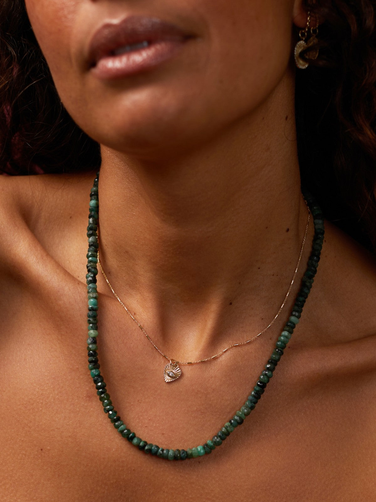 Raw Emerald Beaded Necklace Raw Emerald Beaded Necklace