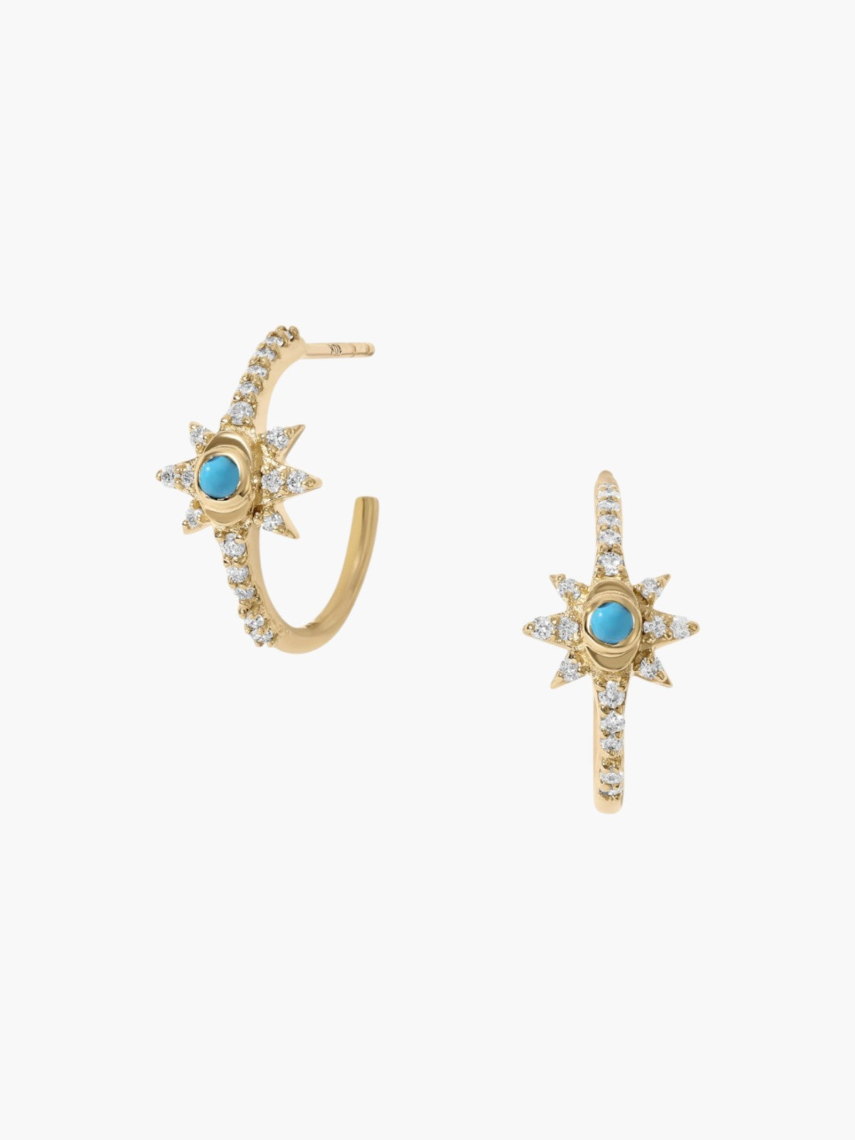 Mini Turquoise Starburst Hoop Earrings Mini Turquoise Starburst Hoop Earrings