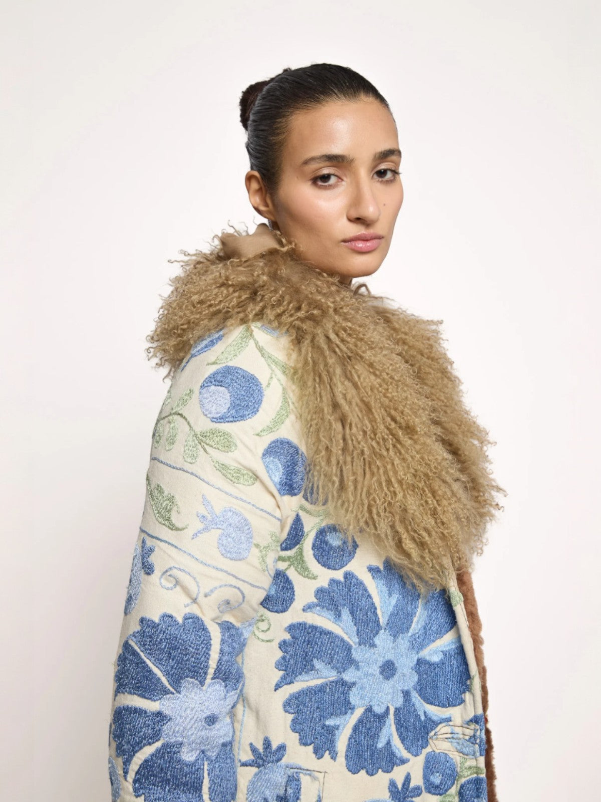 Aisara Wrap Coat - S | Blue Print/White Aisara Wrap Coat - S | Blue Print/White