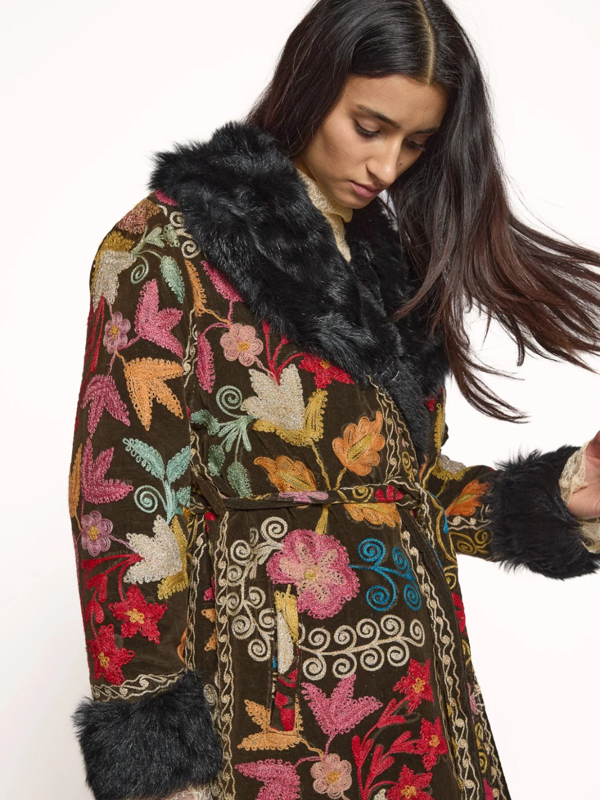 Aisara Wrap Coat - L | Multi/Brown Aisara Wrap Coat - L | Multi/Brown