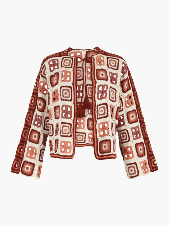 Santeria Cardigan | Ivory/Brown