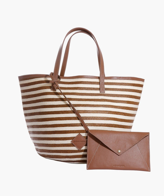 Marcial Handbag in Leather and Cana Flecha | Copper Stripes