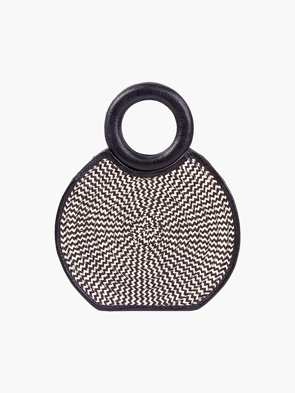 Zenu Handbag in Leather and Cana Flecha | Black Zenu Handbag in Leather and Cana Flecha | Black