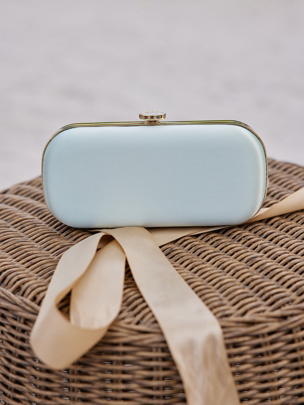 Satin Bella Clutch | Ice Blue