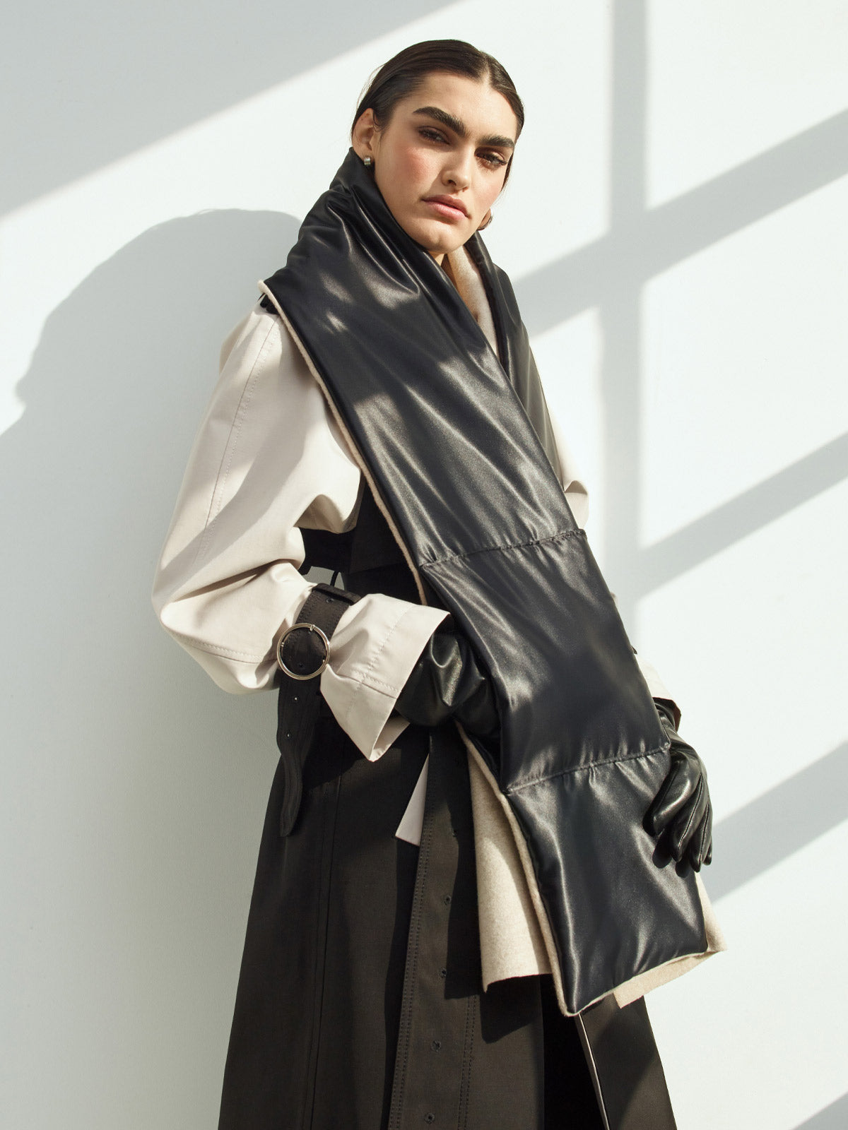 Cashmere Satin Sustainable Down Muff Scarf Cashmere Satin Sustainable Down Muff Scarf