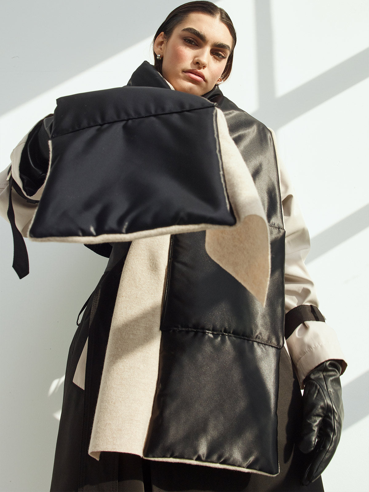 Cashmere Satin Sustainable Down Muff Scarf Cashmere Satin Sustainable Down Muff Scarf