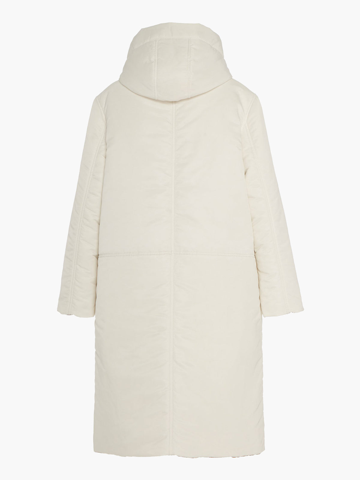 Sustainable Reversible Satin Down Coat | White/Camel Sustainable Reversible Satin Down Coat | White/Camel