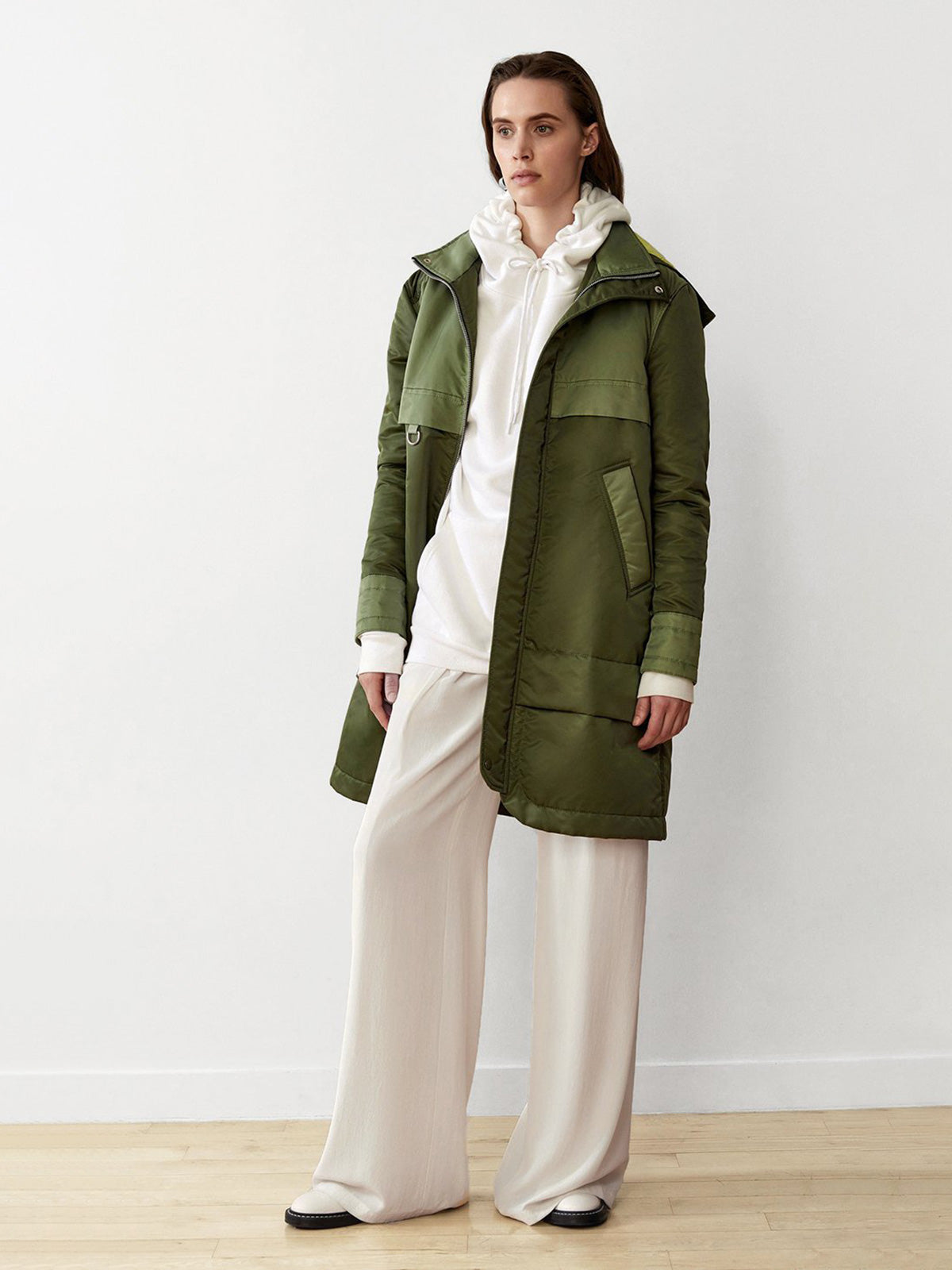 Sustainable Down Hooded Anorak | Green Sustainable Down Hooded Anorak | Green