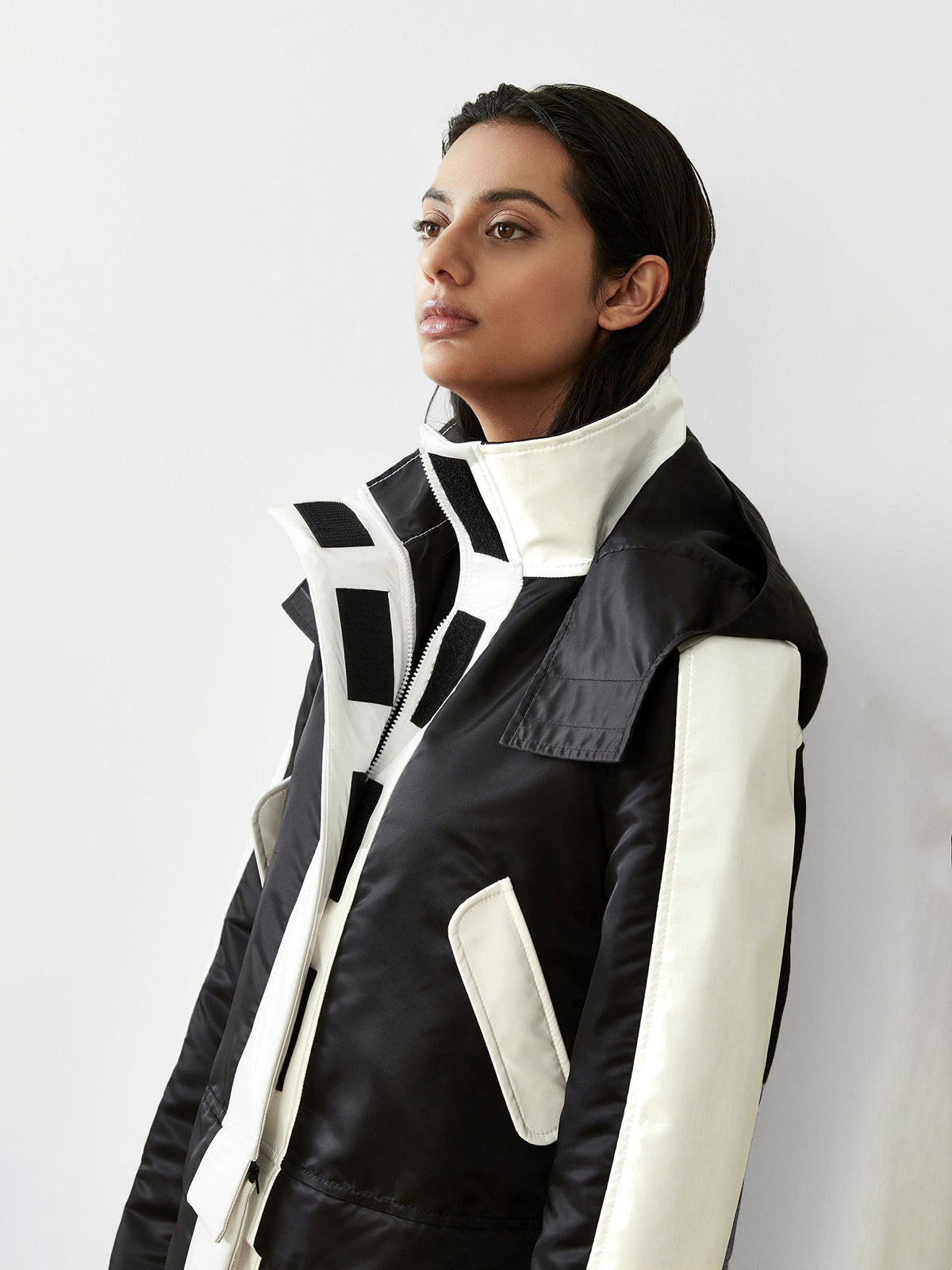 Water Resistant Convertible Sustainable Raincoat | Black/White Water Resistant Convertible Sustainable Raincoat | Black/White