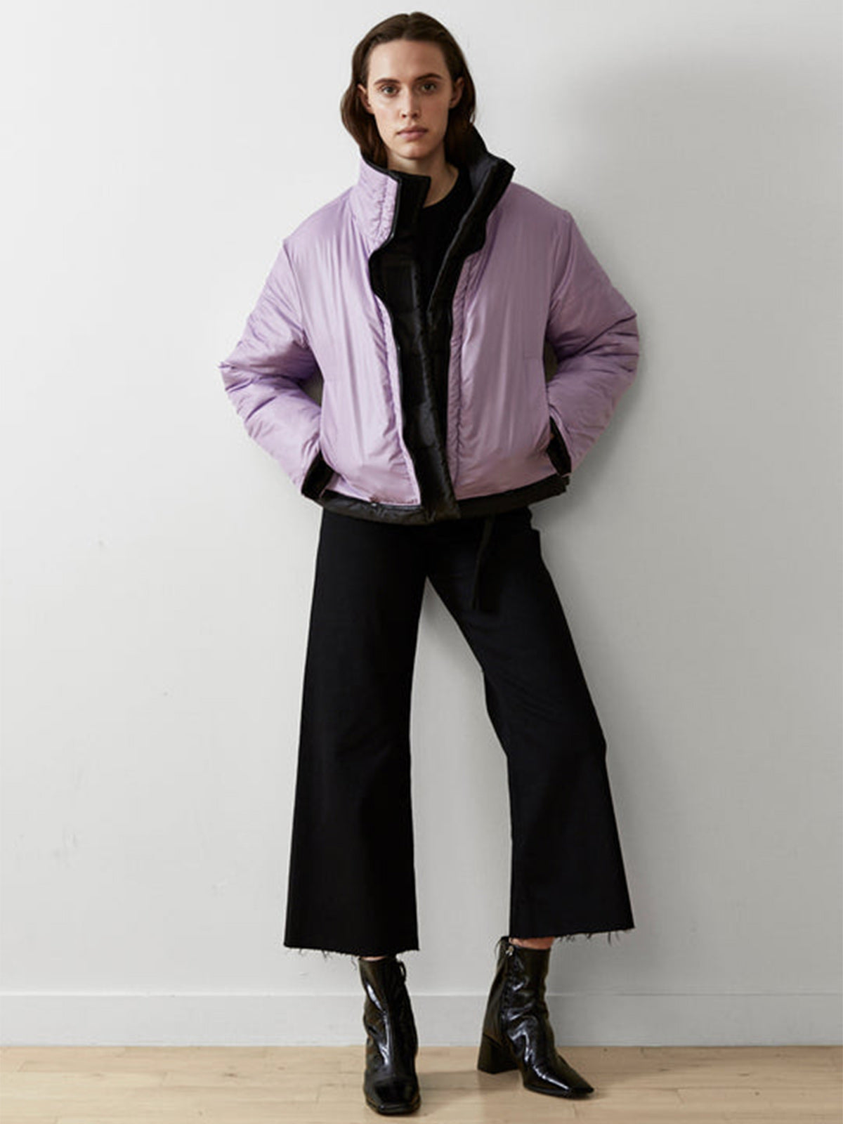 Reversible Convertible Sustainable Down Coat | Black/Purple Reversible Convertible Sustainable Down Coat | Black/Purple