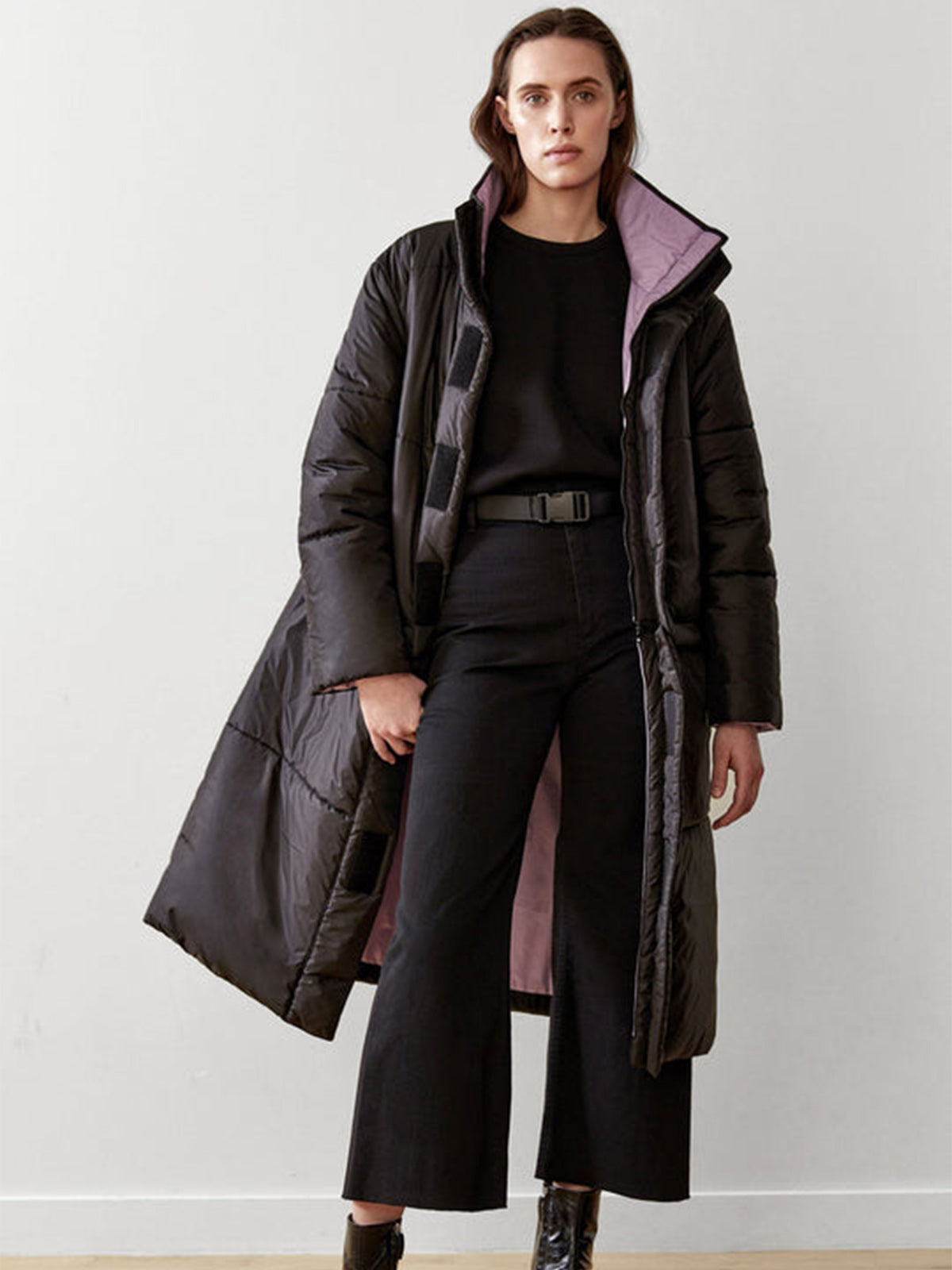 Reversible Convertible Sustainable Down Coat | Black/Purple Reversible Convertible Sustainable Down Coat | Black/Purple