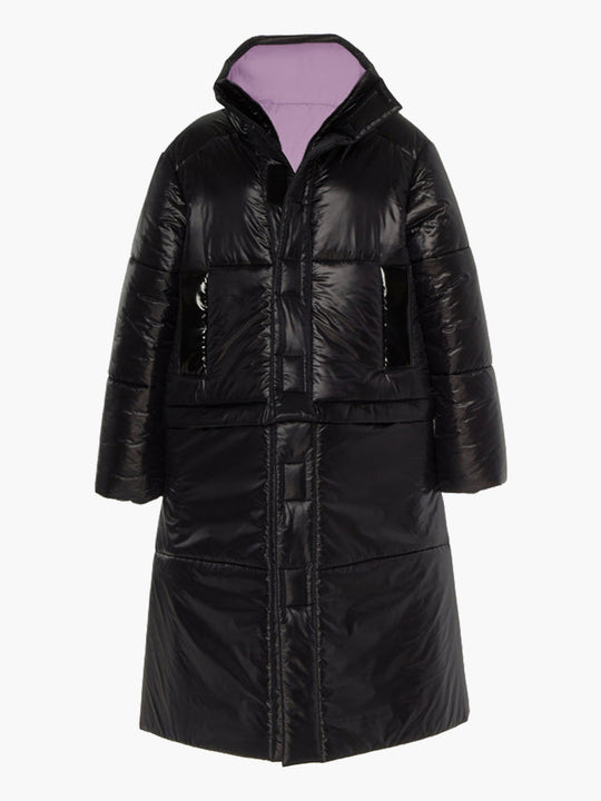 Reversible Convertible Sustainable Down Coat | Black/Purple