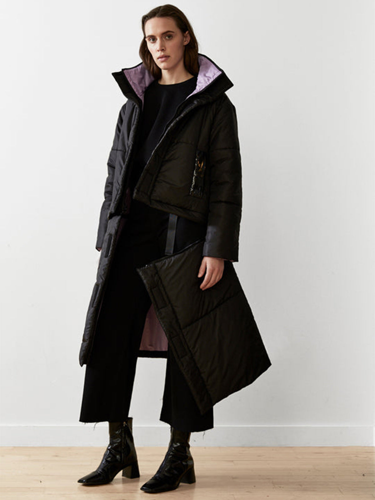 Reversible Convertible Sustainable Down Coat | Black/Purple Reversible Convertible Sustainable Down Coat | Black/Purple