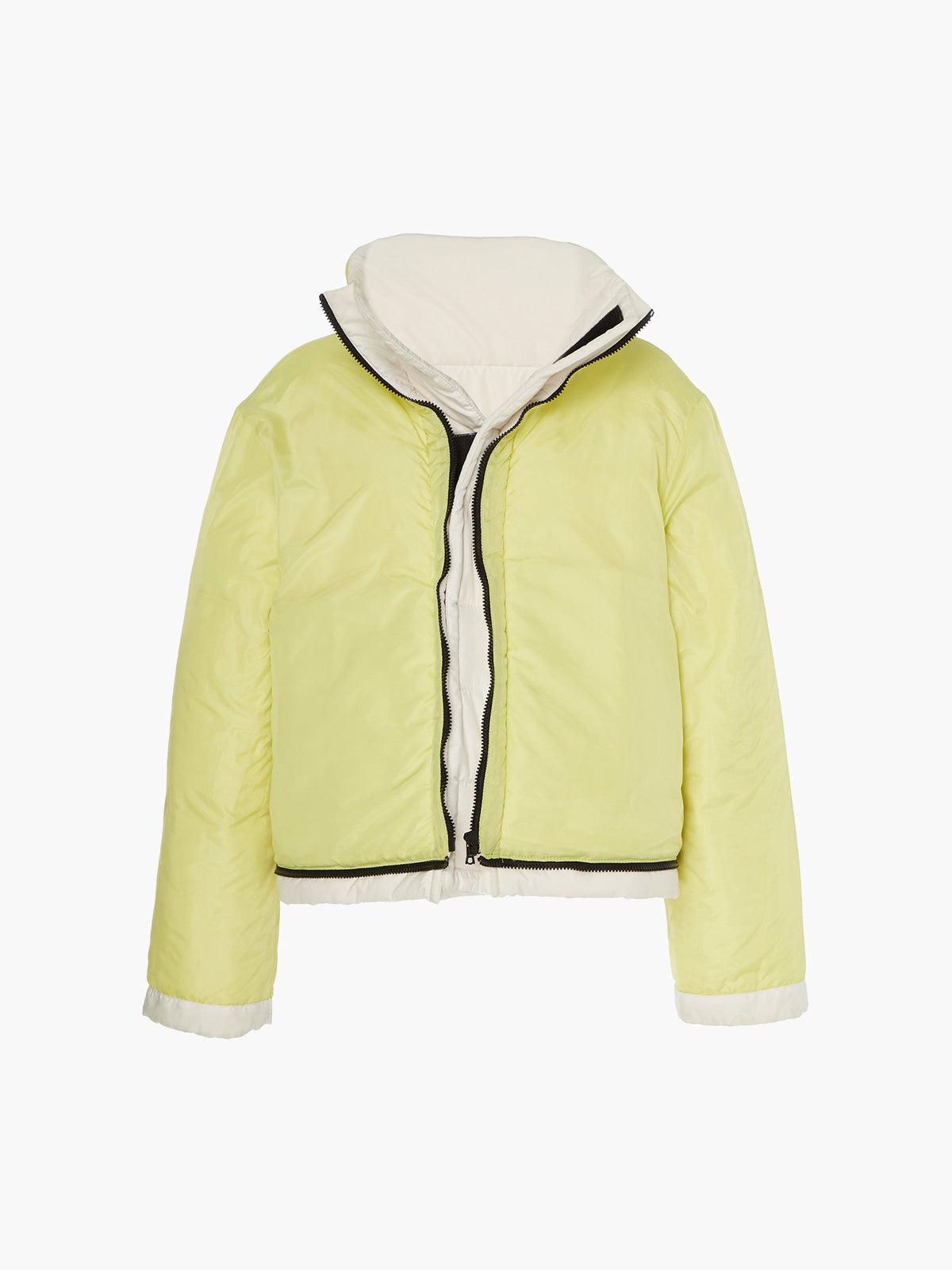 Reversible Cropped Sustainable Down Coat | White/Citron Reversible Cropped Sustainable Down Coat | White/Citron
