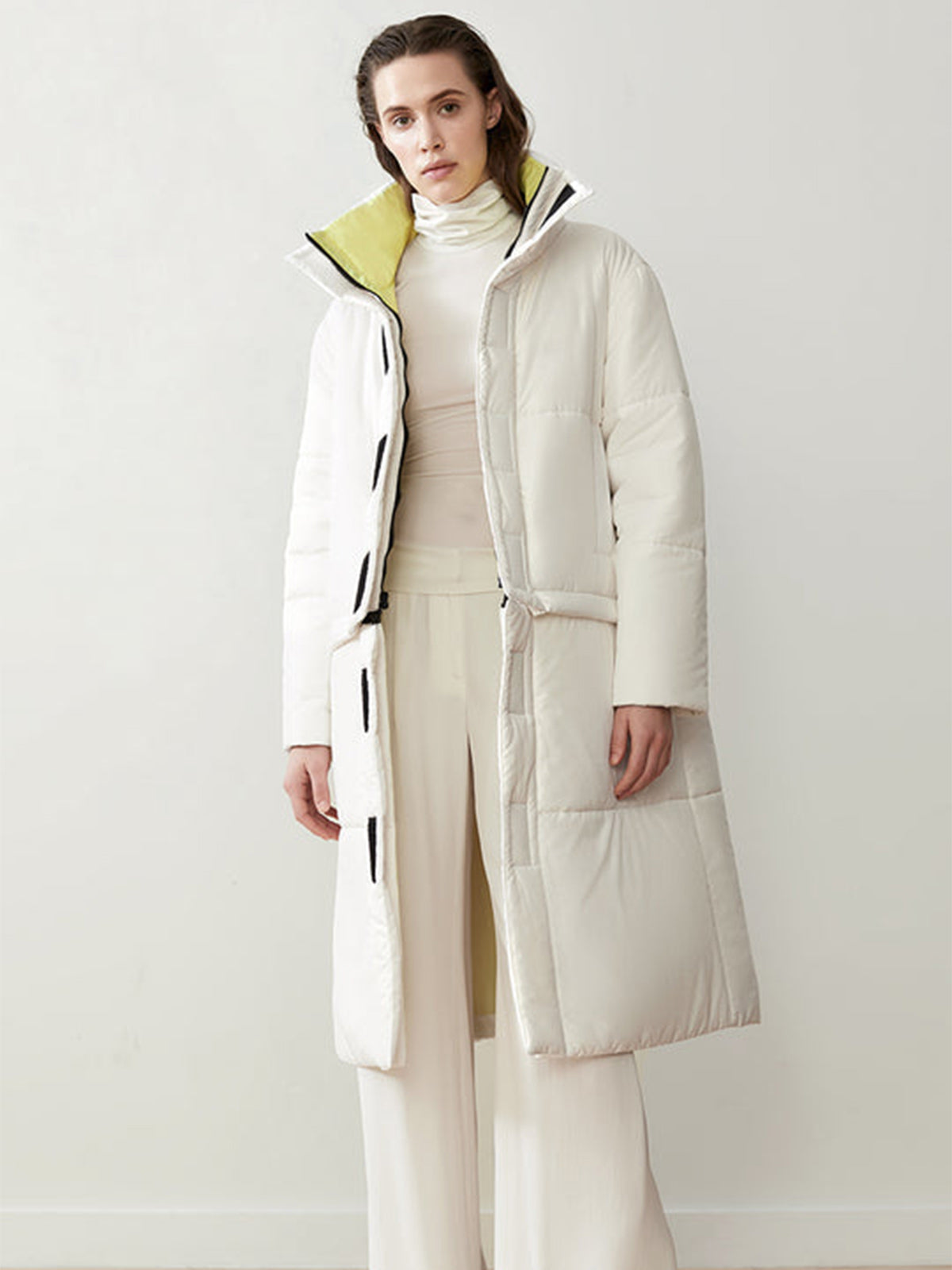 Reversible Convertible Sustainable Down Coat | White/Citron Reversible Convertible Sustainable Down Coat | White/Citron